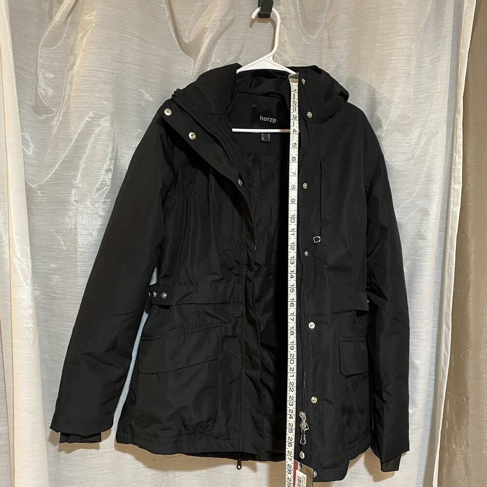 Horze Jadine Womens Waterproof Shell Jacketw/ removable hood - Black Size 8